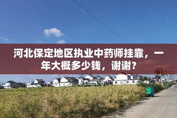 河北保定地区执业中药师挂靠，一年大概多少钱，谢谢？