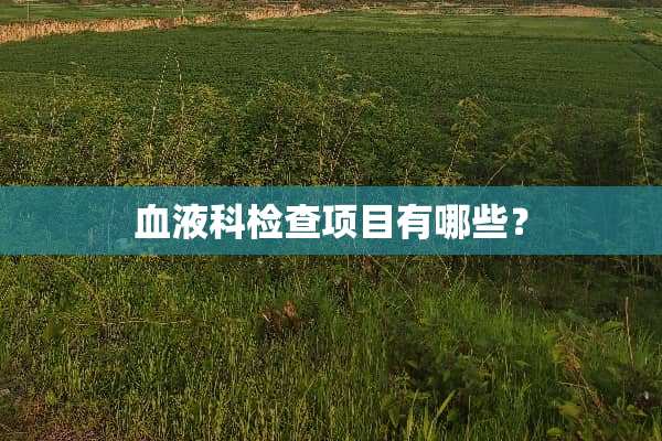 血液科检查项目有哪些？