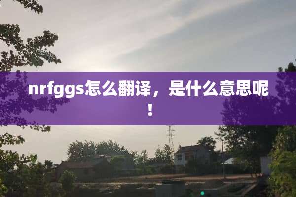 nrfggs怎么翻译，是什么意思呢！