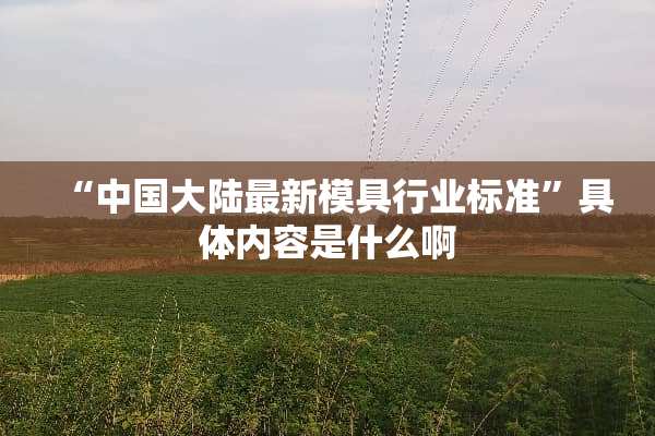“中国**最新模具行业标准”具体内容是什么啊