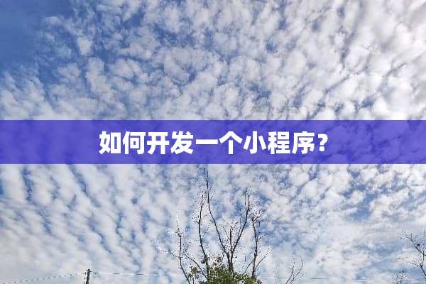 如何开发一个小程序？