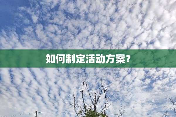 如何制定活动方案？