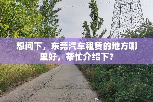 想问下，东莞汽车租赁的地方哪里好，帮忙介绍下？