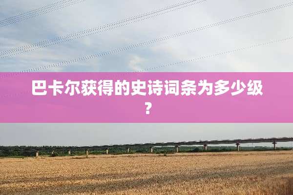 巴卡尔获得的史诗词条为多少级？