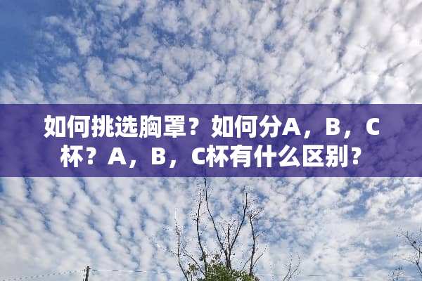 如何挑选**？如何分A，B，C杯？A，B，C杯有什么区别？