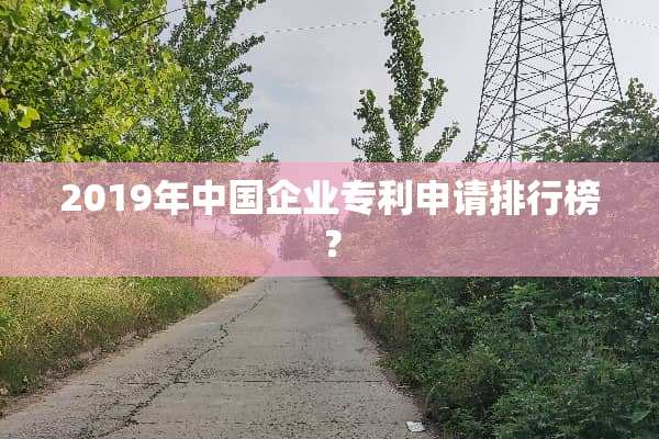 2019年中国企业专利申请排行榜？