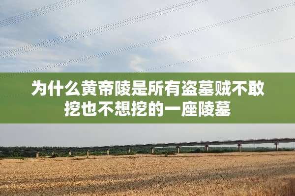 为什么黄帝陵是所有盗墓贼不敢挖也不想挖的一座陵墓