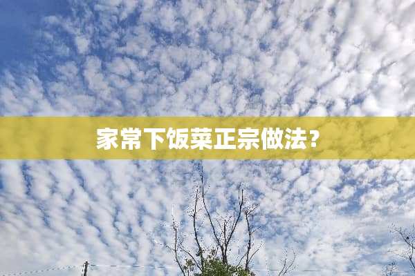 家常下饭菜正宗做法？
