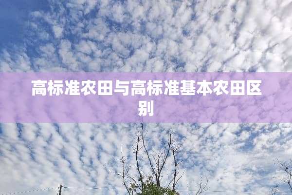 高标准农田与高标准基本农田区别