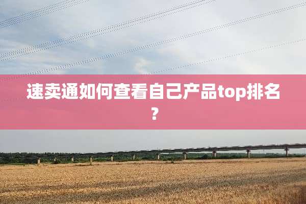 速卖通如何查看自己产品top排名？