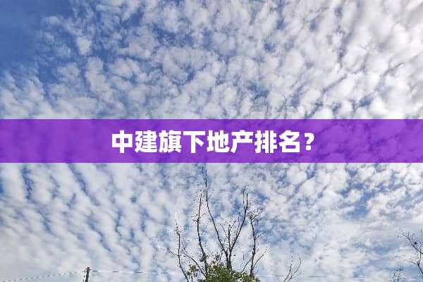 中建旗下地产排名？