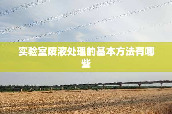 实验室废液处理的基本方法有哪些