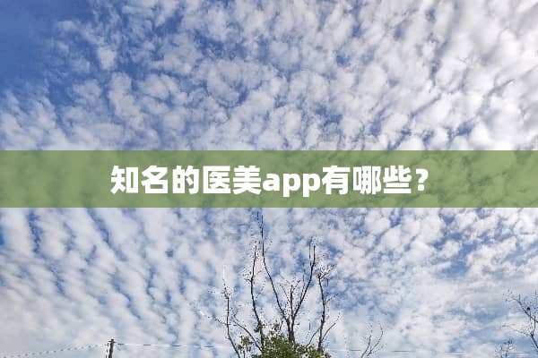 知名的医美app有哪些？
