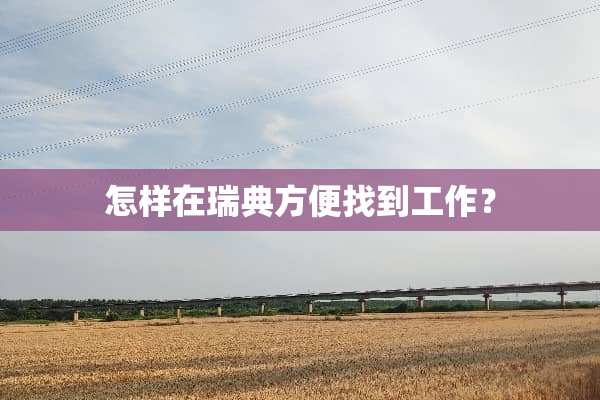 怎样在瑞典方便找到工作？