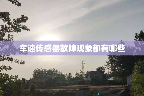 车速传感器故障现象都有哪些