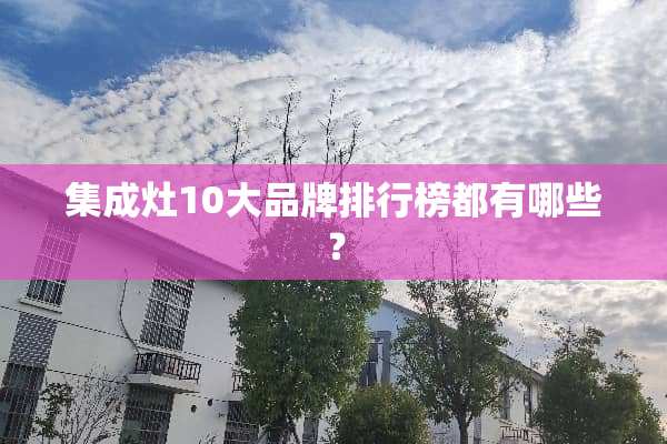 集成灶10大品牌排行榜都有哪些？