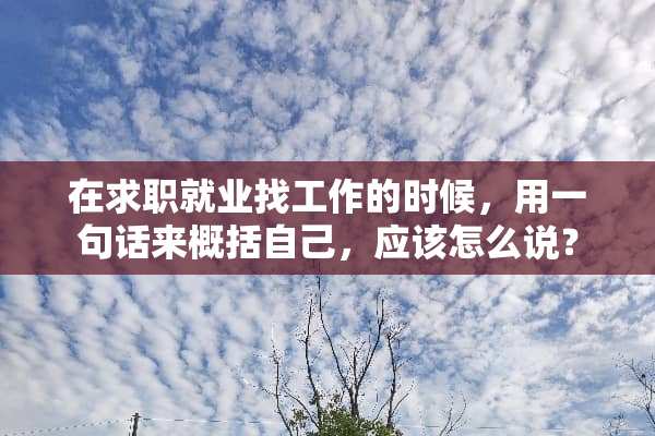 在求职就业找工作的时候，用一句话来概括自己，应该怎么说？