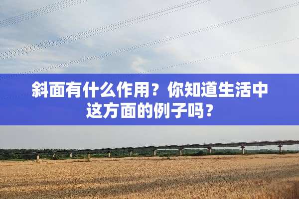 斜面有什么作用？你知道生活中这方面的例子吗？
