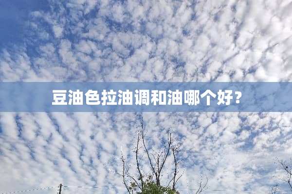 豆油色拉油调和油哪个好？