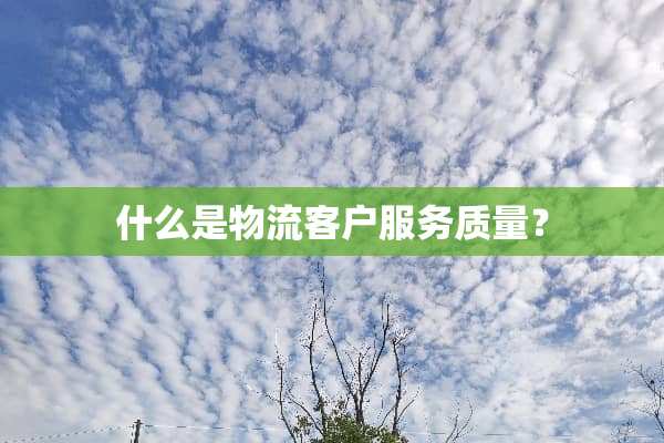 什么是物流客户服务质量？