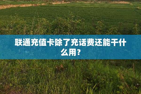联通充值卡除了充话费还能干什么用？