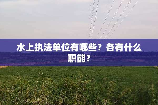 水上执法单位有哪些？各有什么职能？