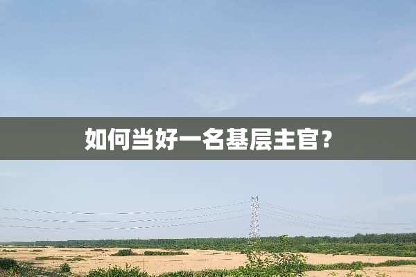 如何当好一名基层主官？