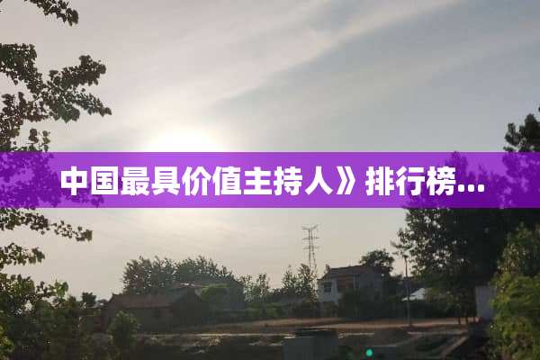 中国最具价值主持人》排行榜...