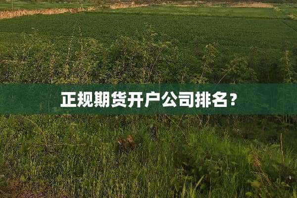正规期货开户公司排名？