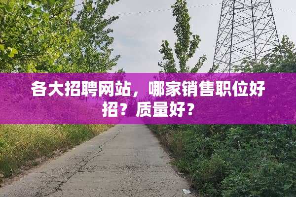 各大招聘网站，哪家销售职位好招？质量好？