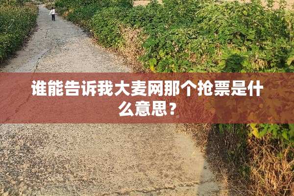 谁能告诉我大麦网那个抢票是什么意思？