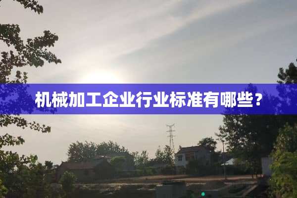 机械加工企业行业标准有哪些？