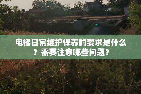 电梯日常维护保养的要求是什么？需要注意哪些问题？
