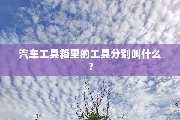 汽车工具箱里的工具分别叫什么？