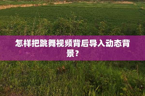 怎样把跳舞视频背后导入动态背景？