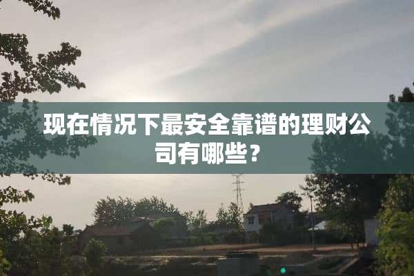 现在情况下最安全靠谱的理财公司有哪些？