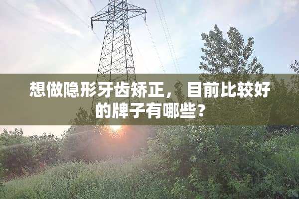 想做**牙齿矫正， 目前比较好的牌子有哪些？