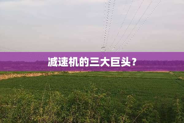 减速机的三大巨头？