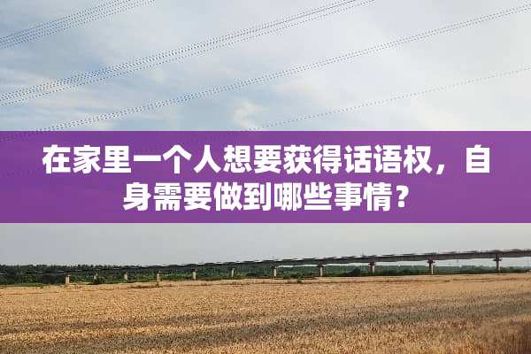 在家里一个人想要获得话语权，自身需要做到哪些事情？