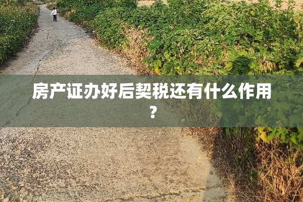 房产证办好后契税还有什么作用？