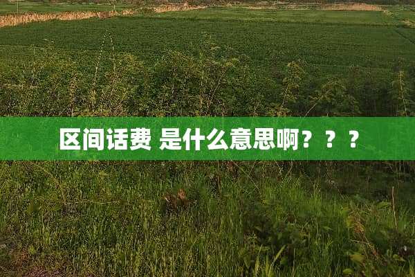 区间话费 是什么意思啊？？？