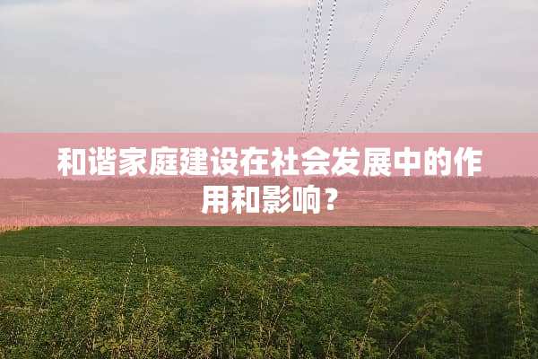 和谐家庭建设在社会发展中的作用和影响？