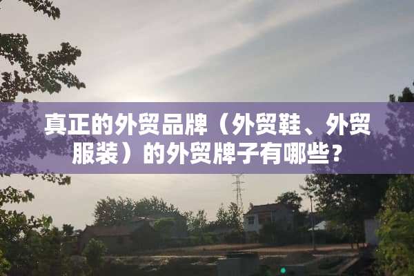 真正的外贸品牌（外贸鞋、外贸服装）的外贸牌子有哪些？