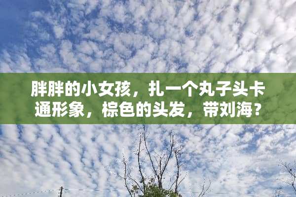 胖胖的小女孩，扎一个丸子头卡通形象，棕色的头发，带刘海？