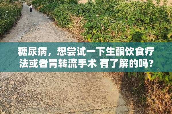 糖尿病，想尝试一下生酮饮食疗法或者胃转流手术 有了解的吗？