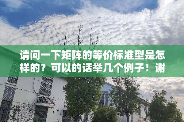 请问一下矩阵的等价标准型是怎样的？可以的话举几个例子！谢谢