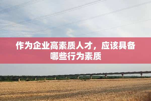 作为企业高素质人才，应该具备哪些行为素质