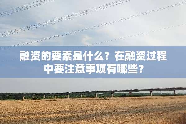 融资的要素是什么？在融资过程中要注意事项有哪些？