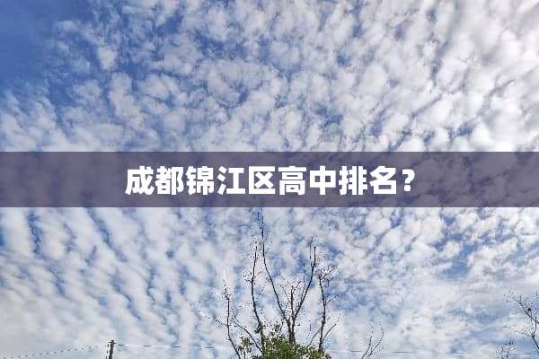 成都锦江区高中排名？