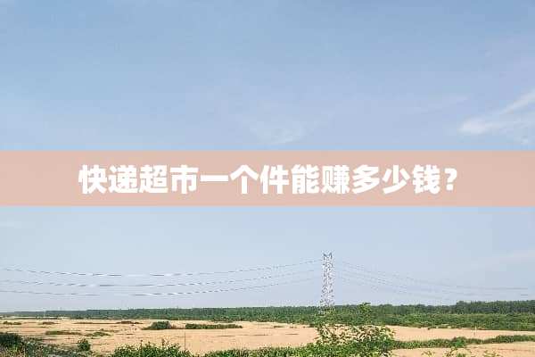 快递超市一个件能赚多少钱？